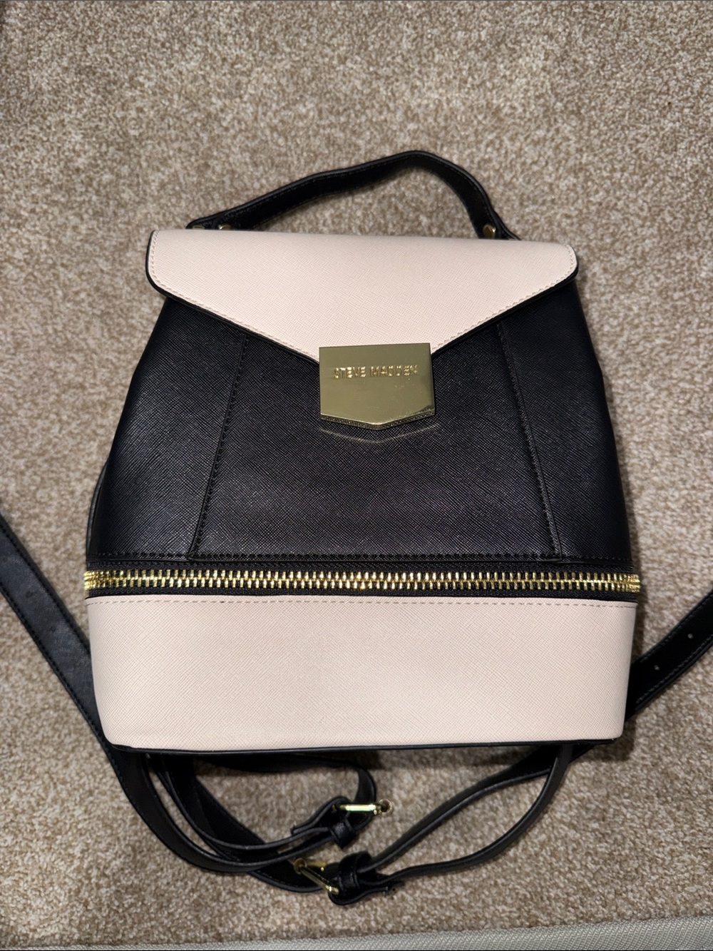 Steve Madden Black and Cream Backpack